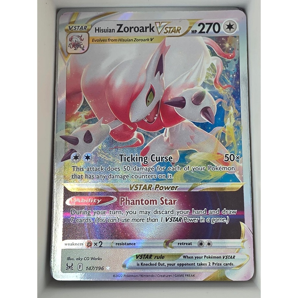Hisuian Zoroark VSTAR 147/196 Holo VSTAR Rare Lost Origin Pokemon Holo Near Mint